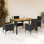 Set de comedor jardín 11 pzas con cojines ratán sintético negro