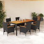 Set de comedor jardín 11 pzas con cojines ratán sintético negro