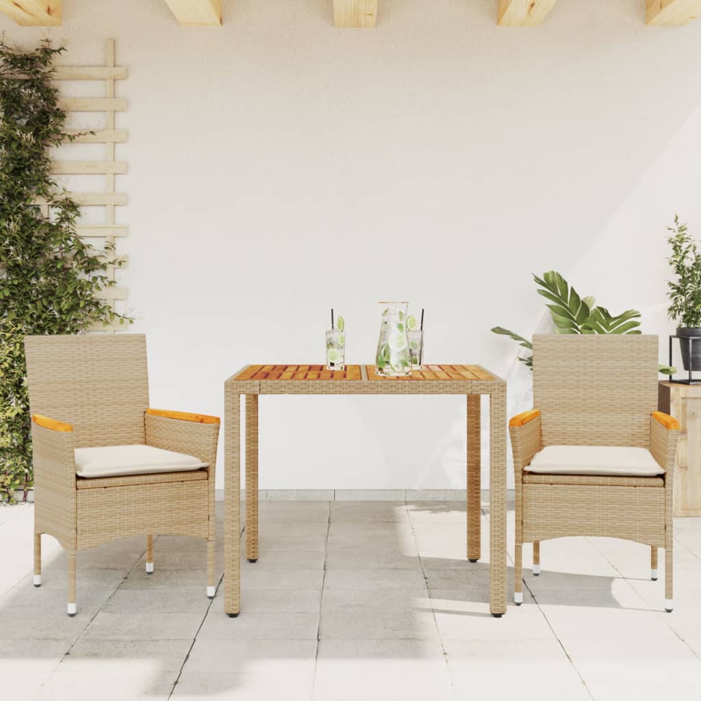 Set de comedor jardín 11 pzas con cojines ratán sintético negro