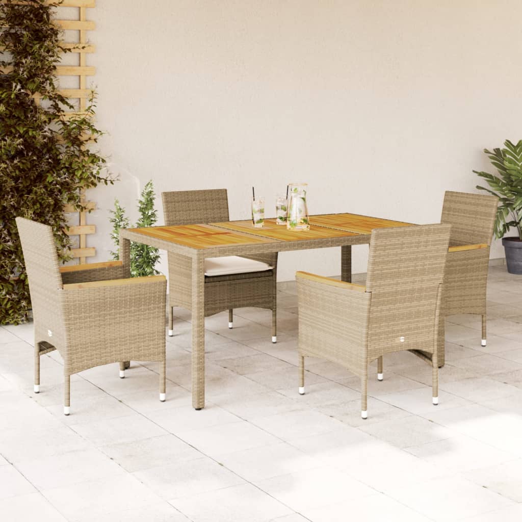 Set de comedor jardín 11 pzas con cojines ratán sintético negro