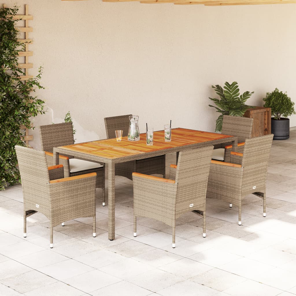 Set de comedor jardín 11 pzas con cojines ratán sintético negro