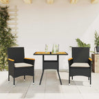 Set de comedor jardín 11 pzas con cojines ratán sintético negro