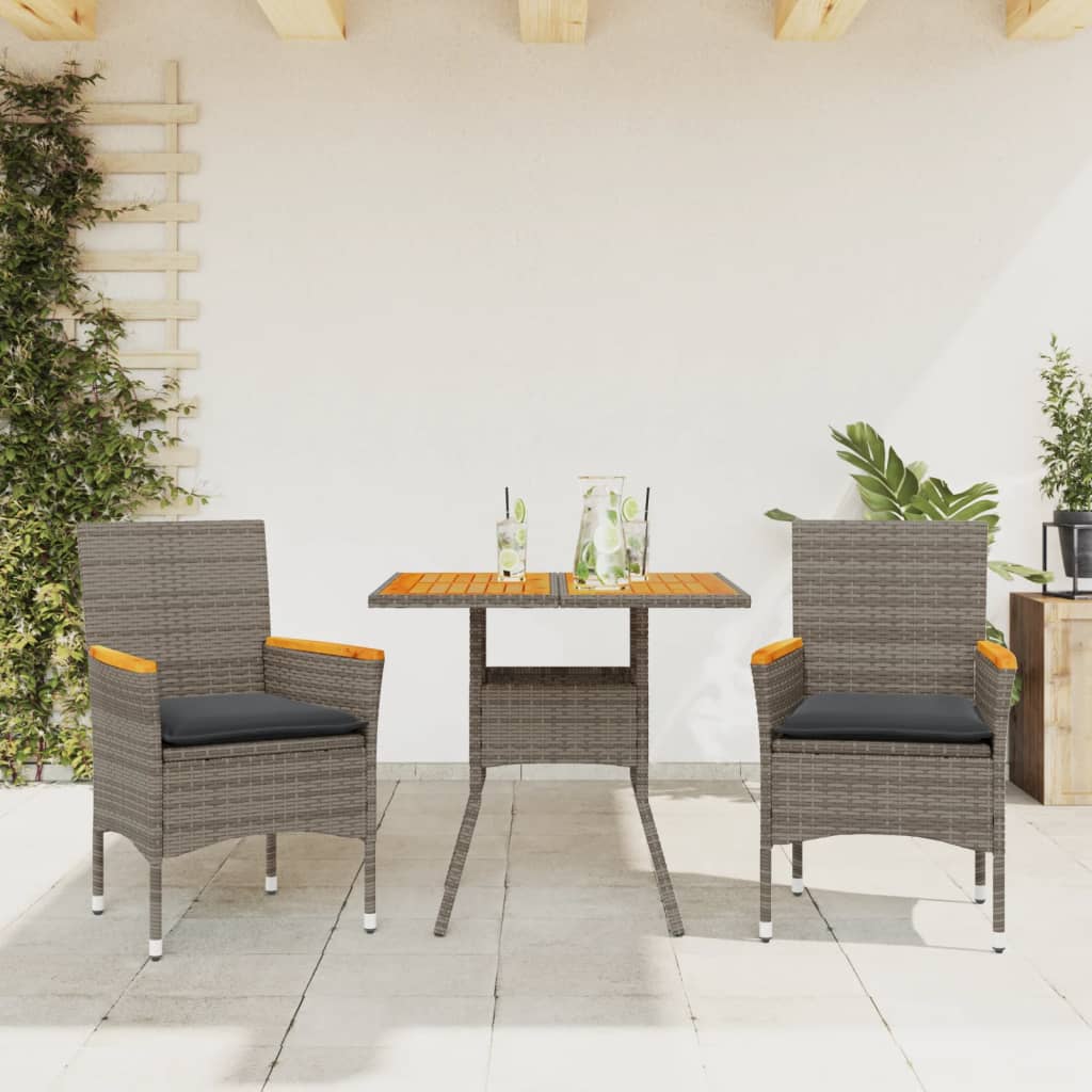 Set de comedor jardín 11 pzas con cojines ratán sintético negro