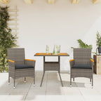 Set de comedor jardín 11 pzas con cojines ratán sintético negro