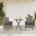 Juego de bistro de 3 piezas polipropileno y madera maciza beige