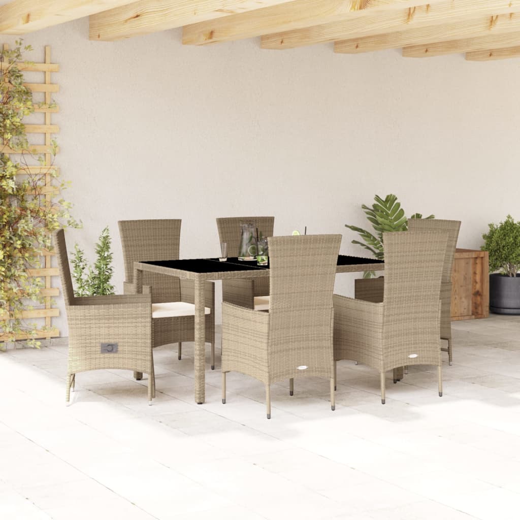 Juego comedor jardín 4 piezas con cojines ratán sintético negro