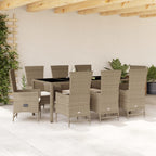 Juego de comedor para jardín 9 piezas textilene negro