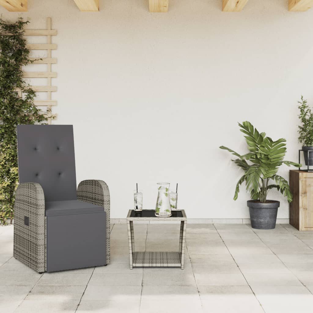 Juego de comedor jardín 2 pzas con cojines ratán sintético gris
