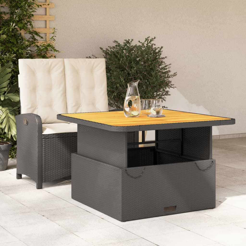 Juego de comedor para jardín 9 piezas textilene negro