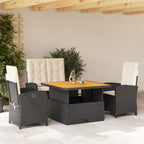Juego comedor jardín 3 pzas cojines ratán sintético vidrio gris