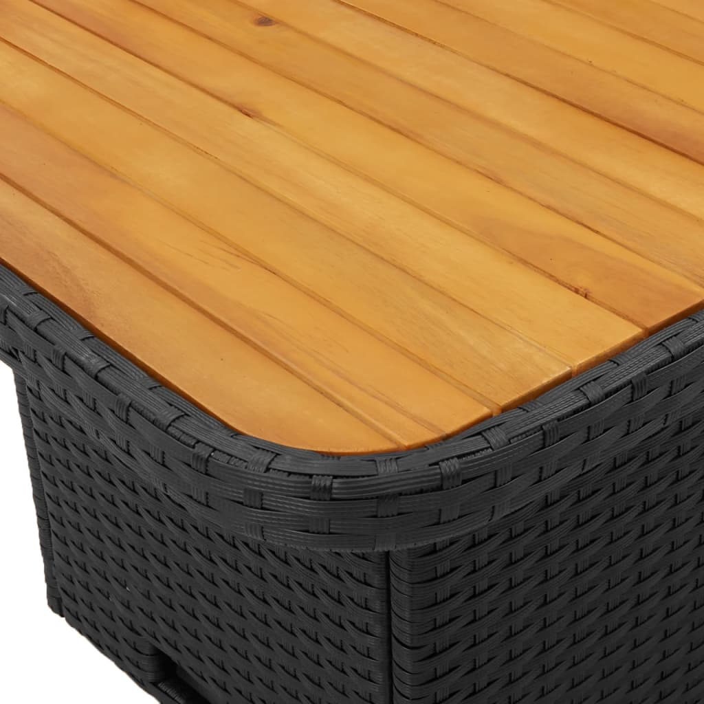 Juego comedor jardín 4 piezas con cojines ratán sintético negro
