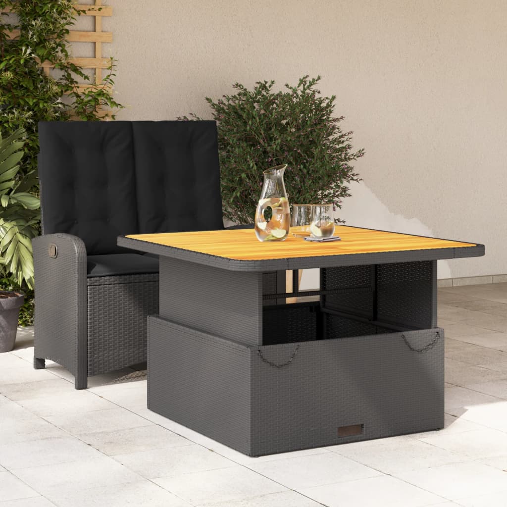 Juego de comedor para jardín 9 piezas textilene negro
