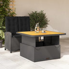 Juego de comedor para jardín 9 piezas textilene negro