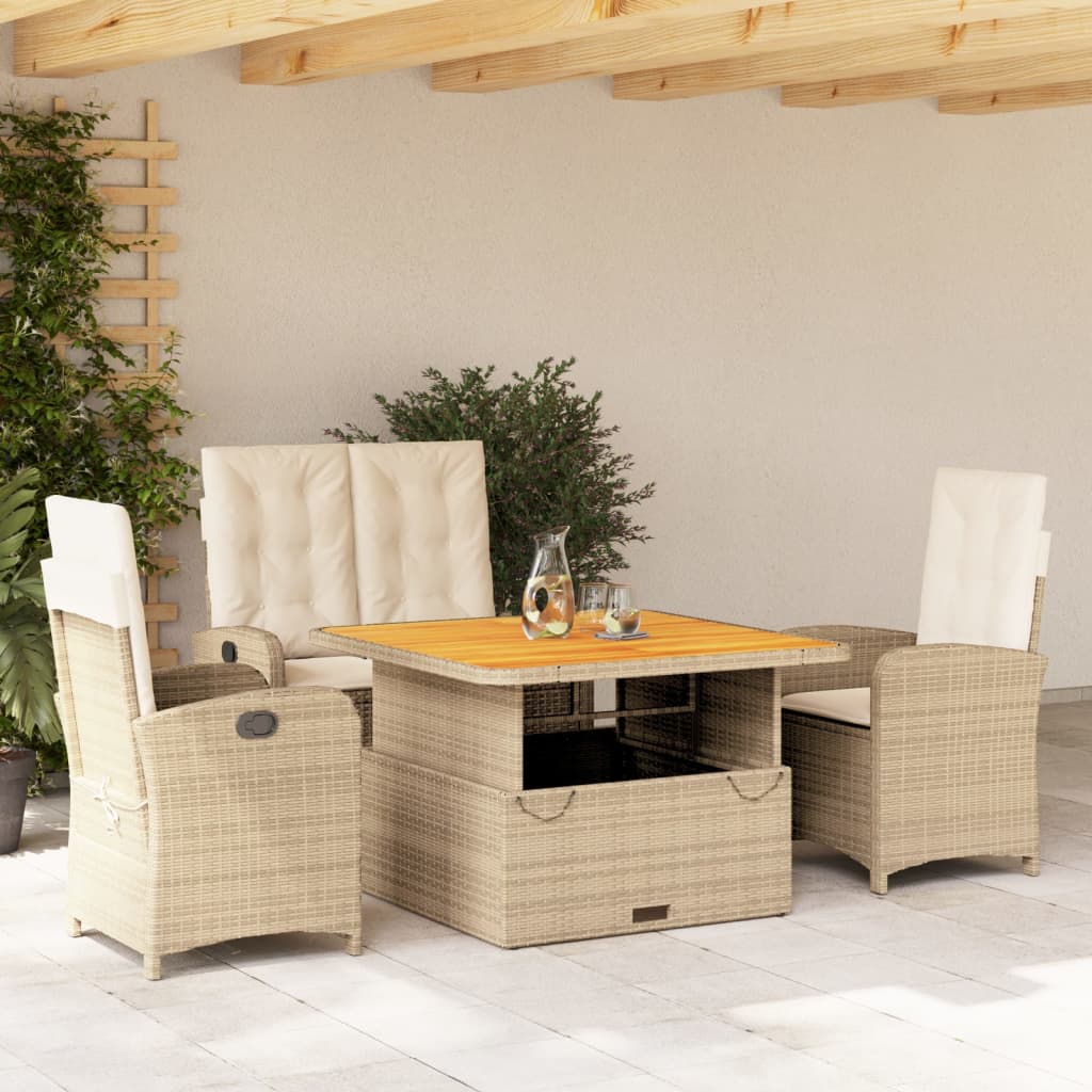 Set de comedor jardín 11 pzas con cojines ratán sintético negro
