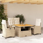 Set de comedor jardín 11 pzas con cojines ratán sintético negro