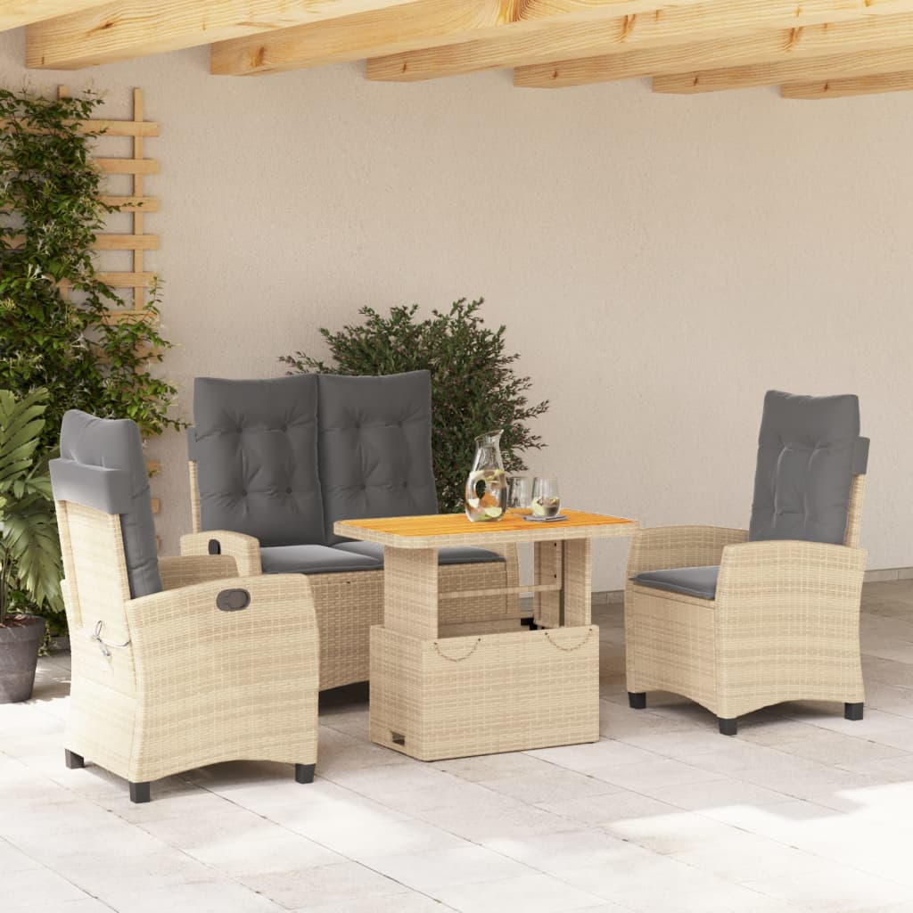 Set de comedor jardín 11 pzas con cojines ratán sintético negro