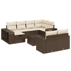 Set de sofás de jardín 11 pzas cojines ratán sintético marrón