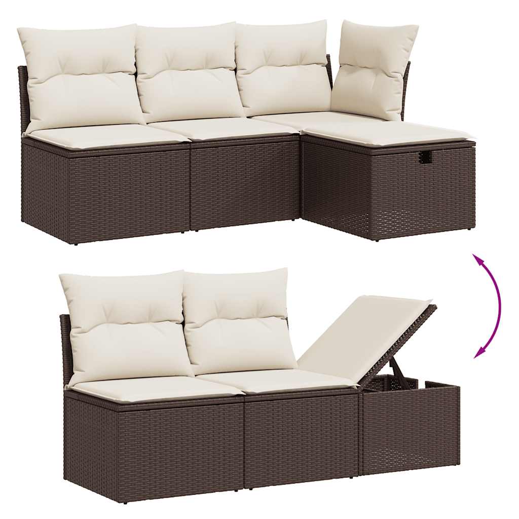 Set de sofás de jardín 11 pzas cojines ratán sintético marrón