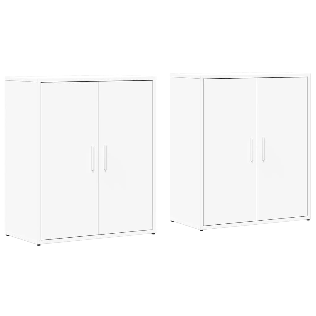 Aparador de madera de ingeniería 2 uds blanco 60x31x70 cm