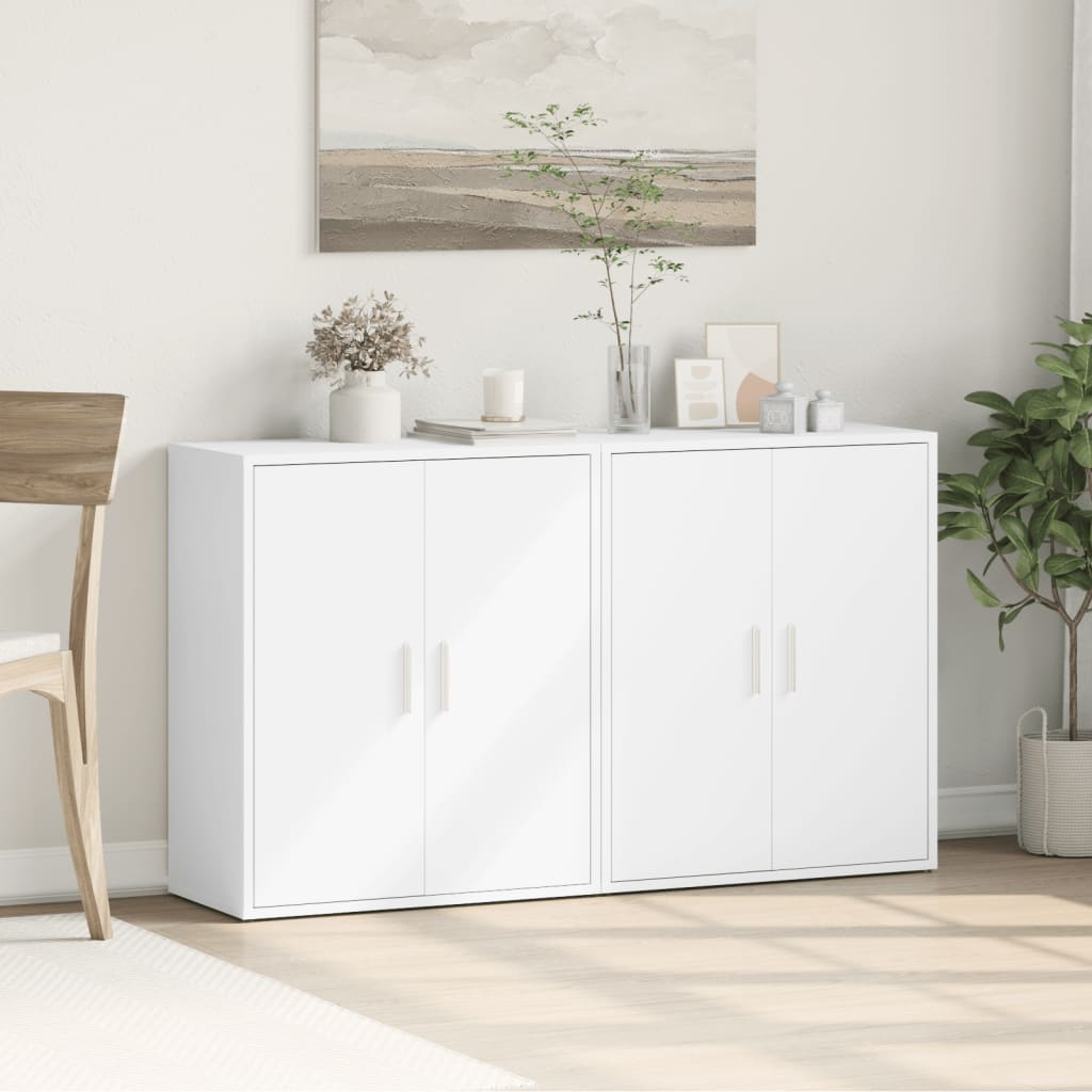 Aparador de madera de ingeniería 2 uds blanco 60x31x70 cm