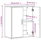 Aparador de madera de ingeniería 2 uds blanco 60x31x70 cm