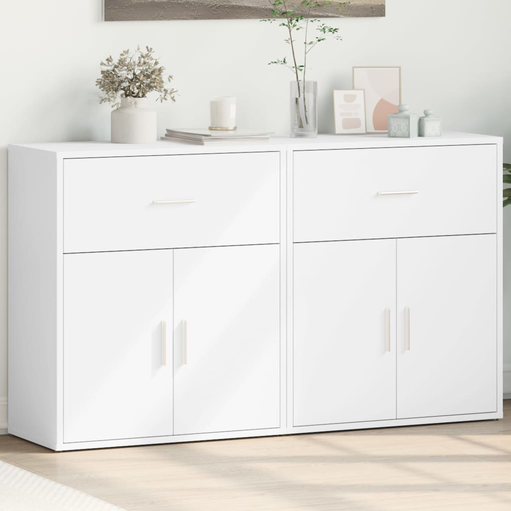 Aparador de madera de ingeniería 2 uds blanco 60x31x70 cm