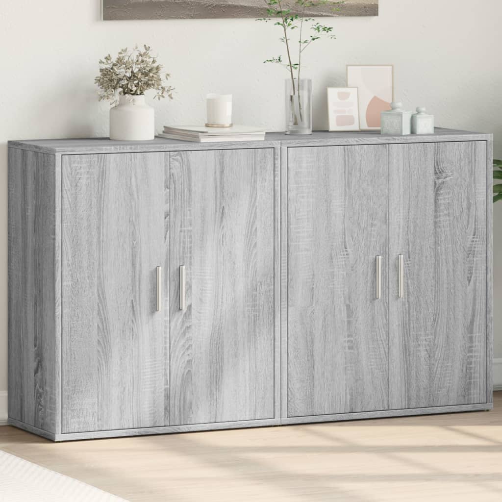 Aparador de madera de ingeniería 2 uds blanco 60x31x70 cm