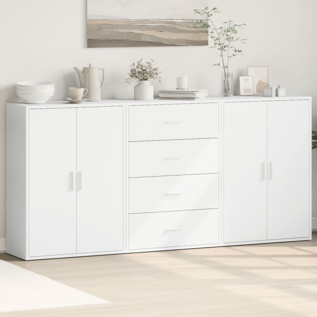 Aparador de madera de ingeniería 2 uds blanco 60x31x70 cm