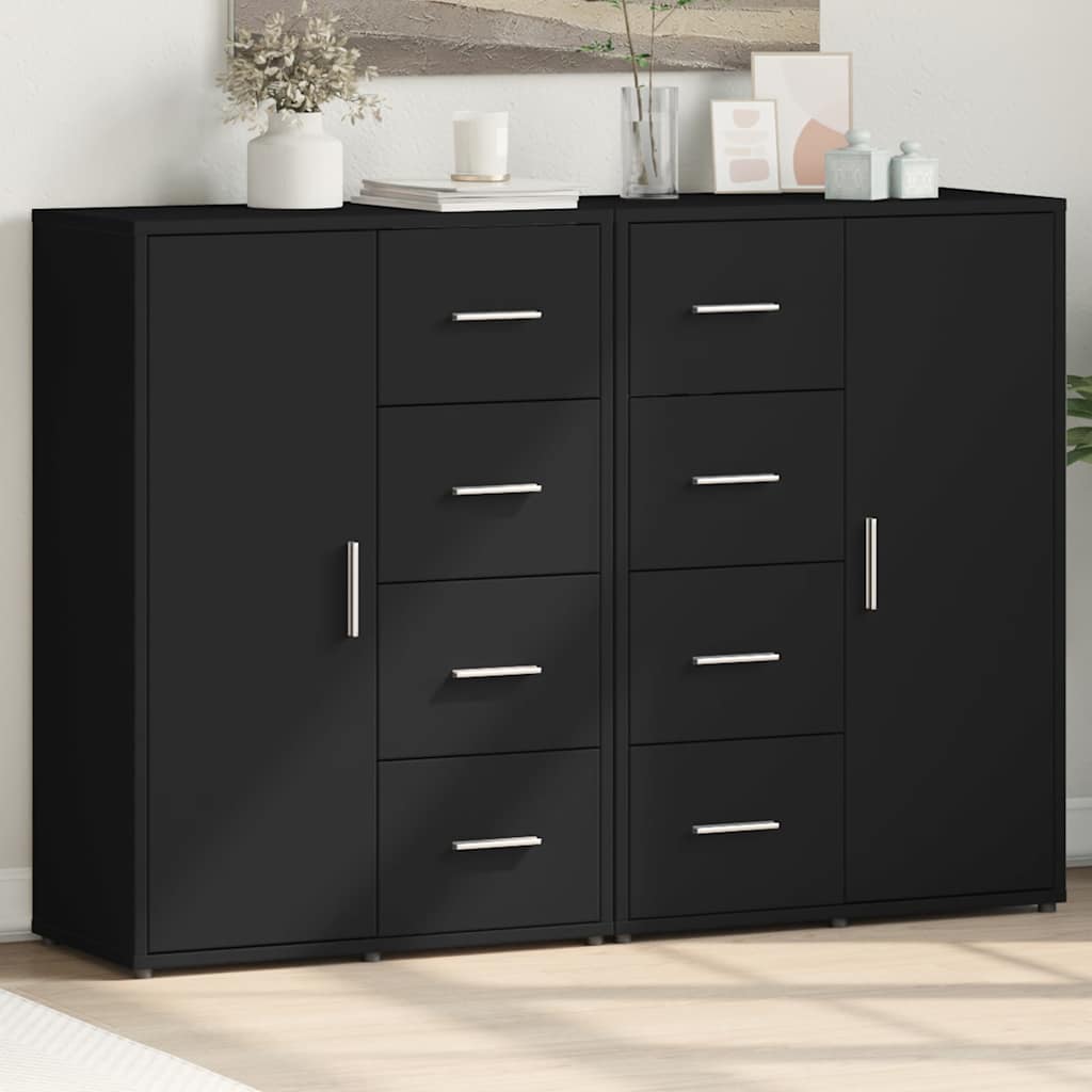 Aparador de madera de ingeniería 2 uds blanco 60x31x70 cm