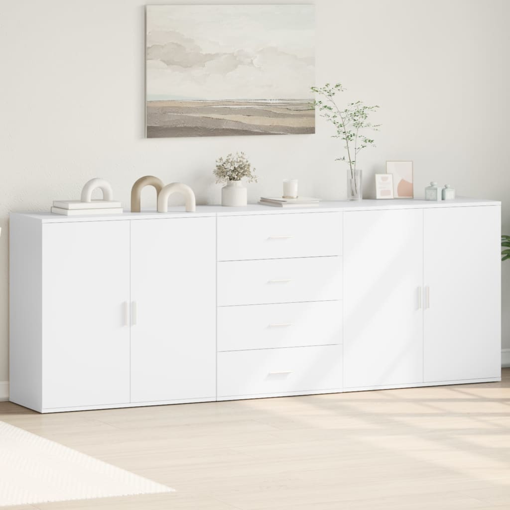 Aparador de madera de ingeniería 2 uds blanco 60x31x70 cm