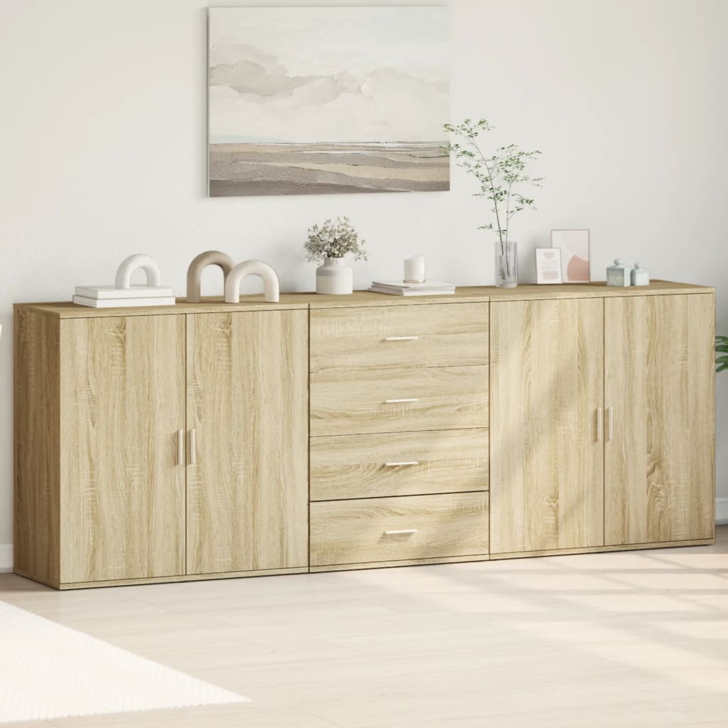 Aparador de madera de ingeniería 2 uds blanco 60x31x70 cm