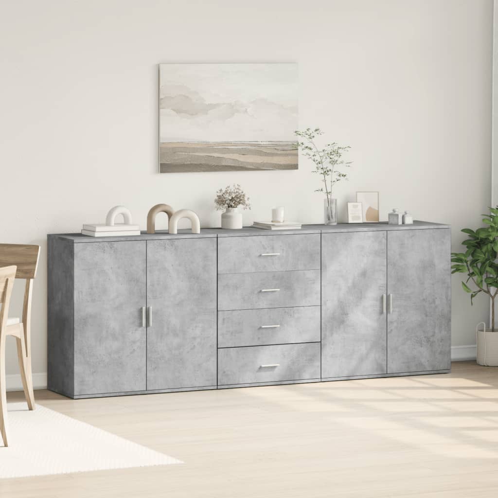 Aparador de madera de ingeniería 2 uds blanco 60x31x70 cm