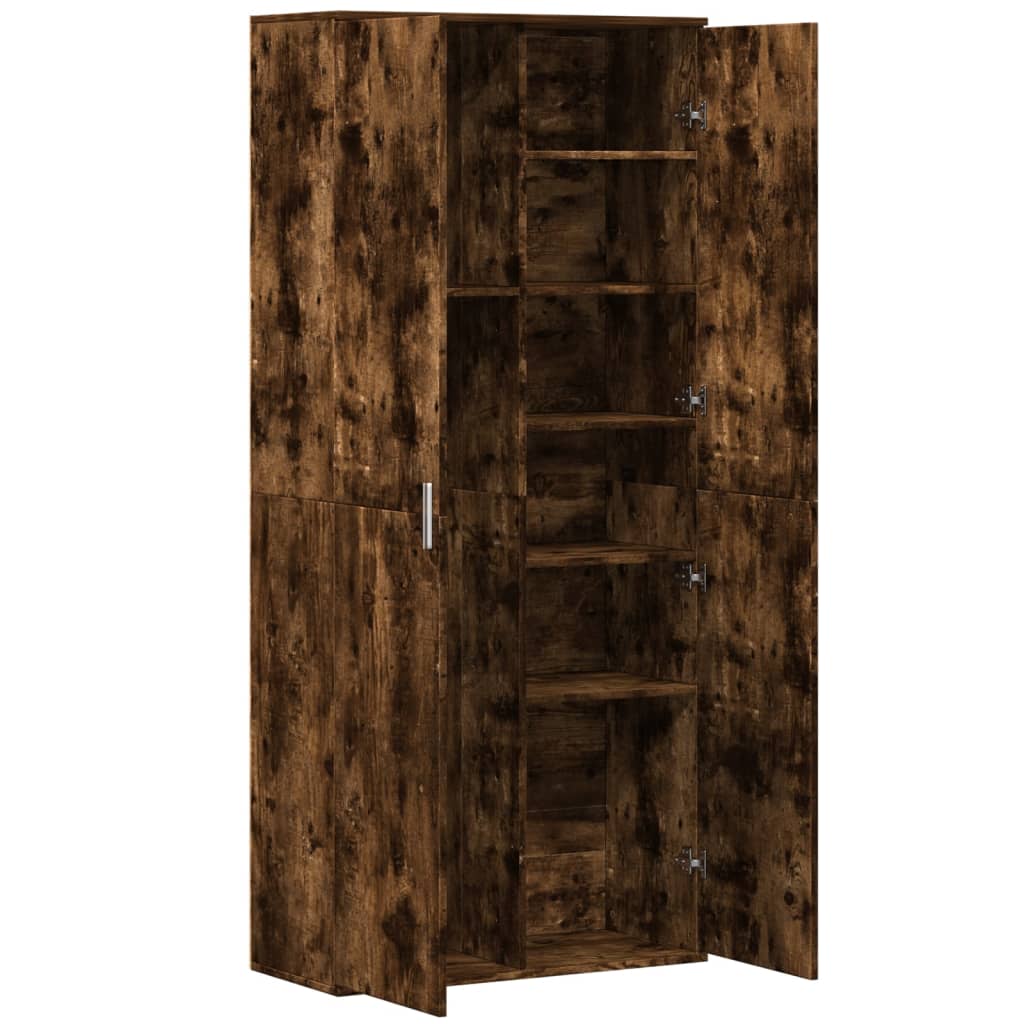 Aparador alto madera de ingeniería roble ahumado 80x35x180 cm