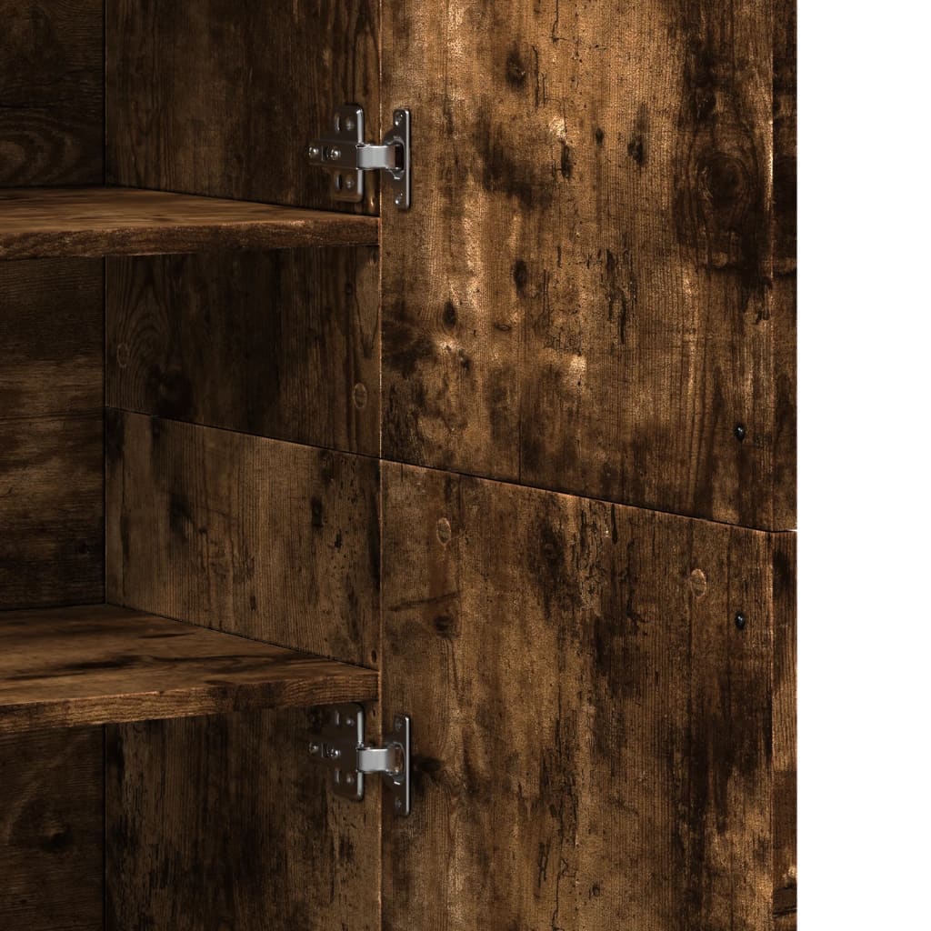 Aparador alto madera de ingeniería roble ahumado 80x35x180 cm