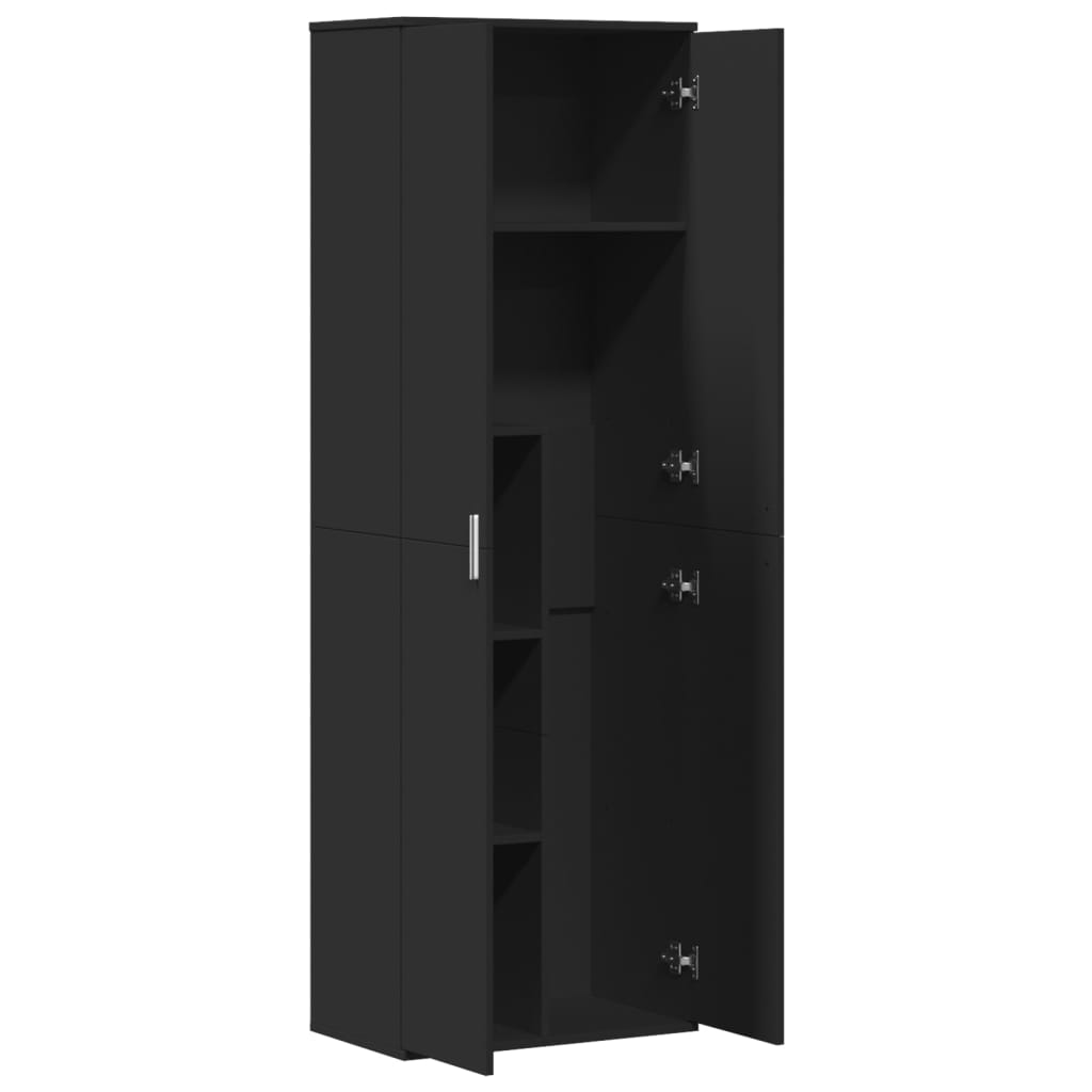 Aparador alto madera de ingeniería negro 60x35x180 cm