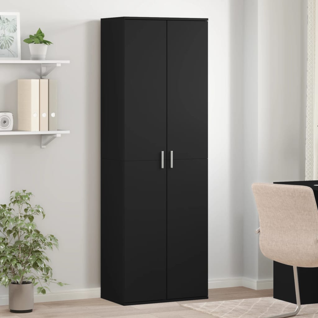 Aparador alto madera de ingeniería negro 60x35x180 cm