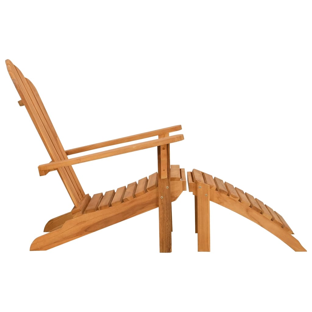 Silla de jardín Adirondack con reposapiés madera maciza teca