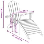 Silla de jardín Adirondack con reposapiés madera maciza teca