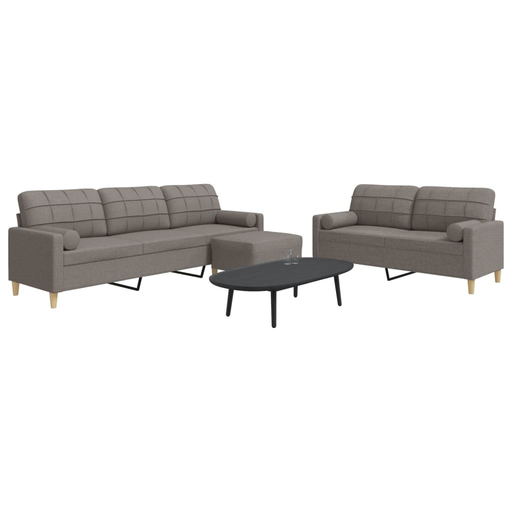 Conjunto de sofá de 3 piezas con cojines de tela gris claro