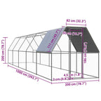Jaula gallinero de acero galvanizado 2x10x2 m