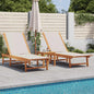 Tumbonas 2 uds con mesa madera maciza acacia y textileno azul