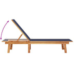 Tumbonas 2 uds con mesa madera maciza acacia y textileno azul