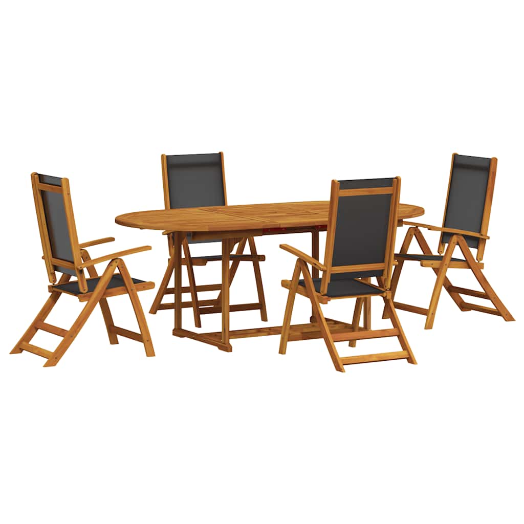 Juego comedor de jardín 5 pzas madera maciza acacia y textileno