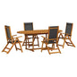 Outdoor Dining Set 5 pcs Solid Acacia Wood and Textilene