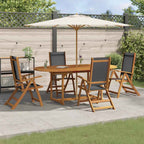 Juego comedor de jardín 5 pzas madera maciza acacia y textileno