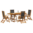 Juego comedor de jardín 5 pzas madera maciza acacia y textileno