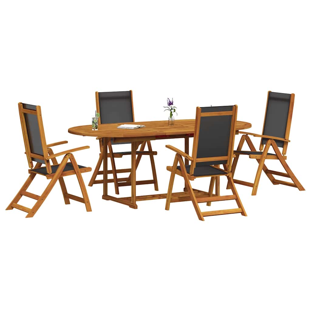 Juego comedor de jardín 5 pzas madera maciza acacia y textileno