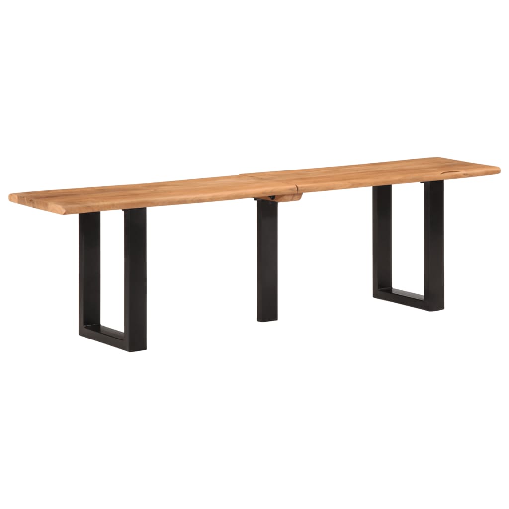 Banco con borde irregular madera maciza de acacia y acero 110cm