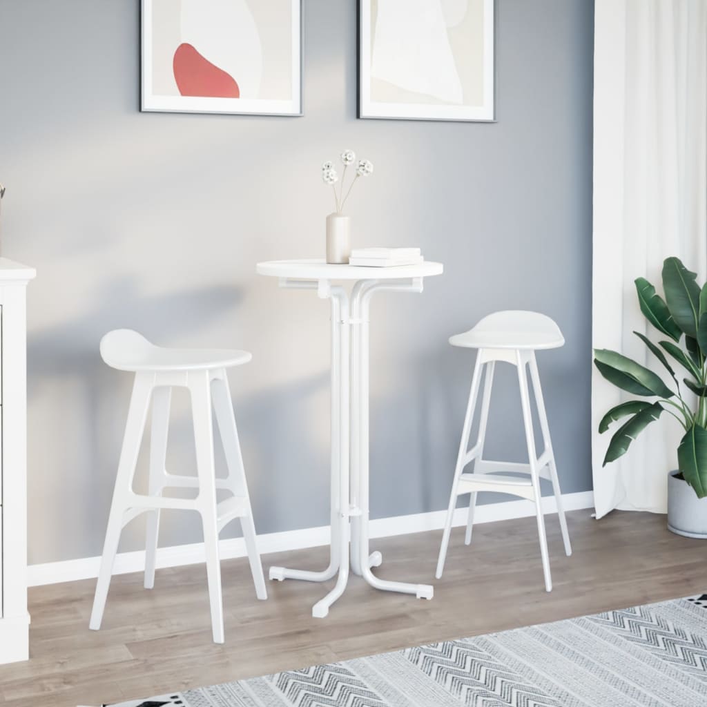 Mesa de bar madera ingeniería y acero blanco Ø60x110cm