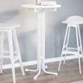 Mesa de bar madera ingeniería y acero blanco Ø60x110cm